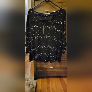 Woman's black and white birds shirt